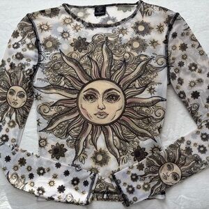 Urban Outfitters Long Sleeve Mesh Sun Top